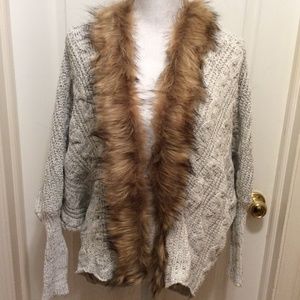 Military Hippie Cardigan One Size White Gray Brown